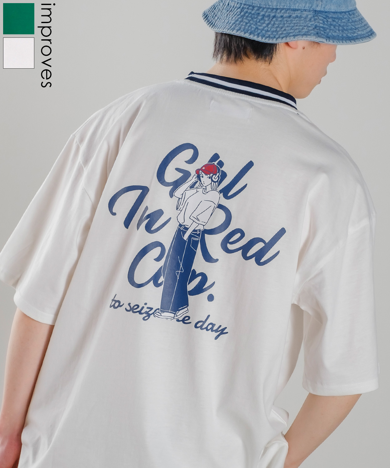 プリントHEADHONE GIRLラインリブT-Shirt