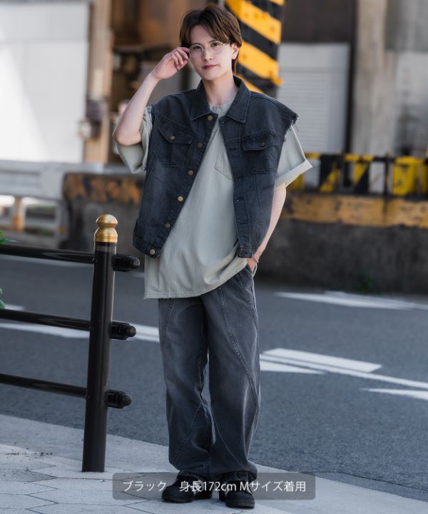 ステッチデザインデニムパンツ