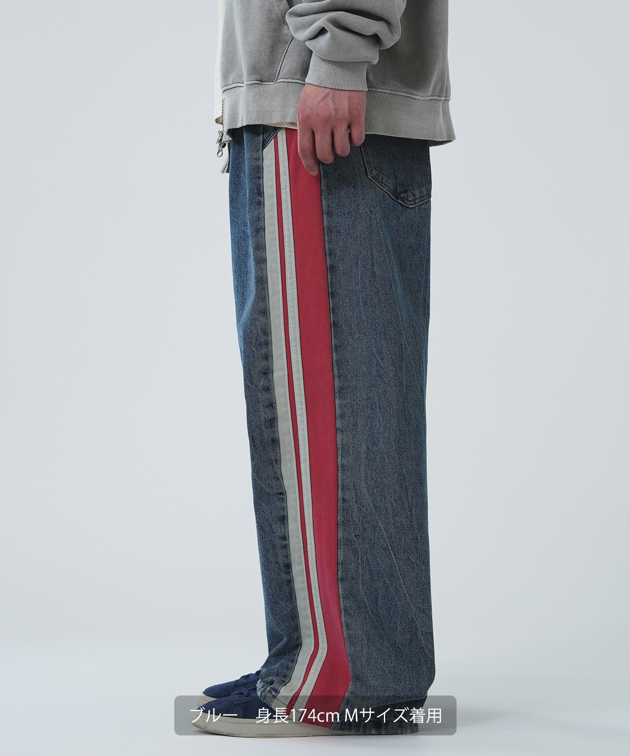 カットダメージデニム／knee cut damege denim ロング丈
