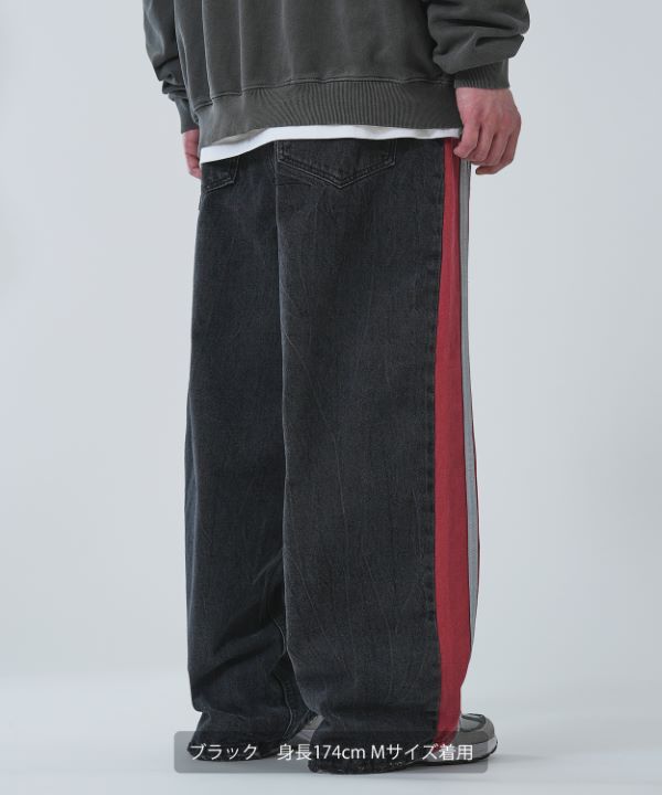 カットダメージデニム／knee cut damege denim ロング丈