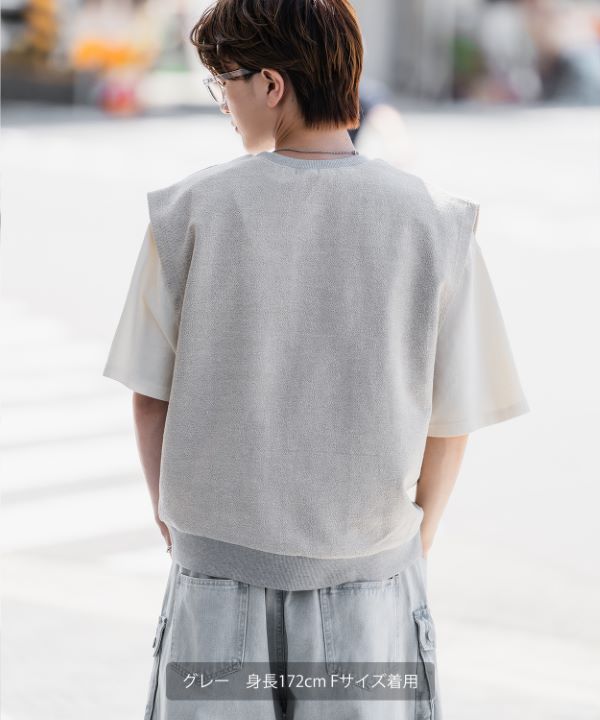 カレッジ裏使いスウェットノースリーブベスト