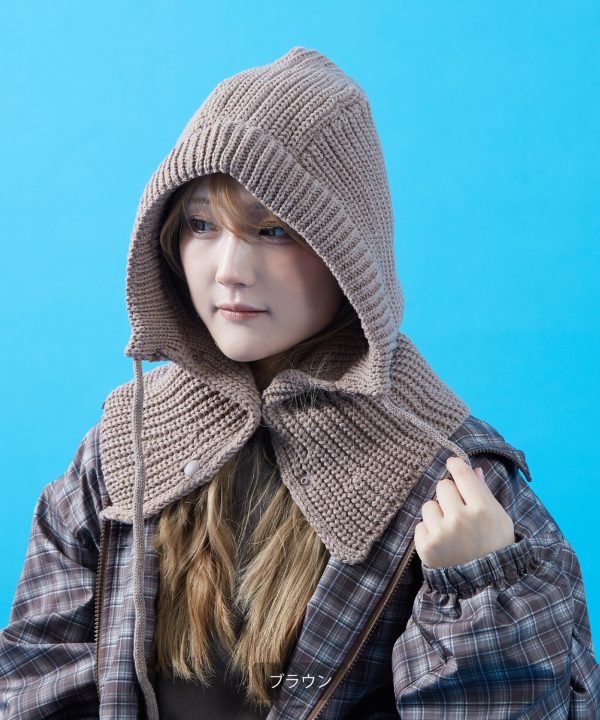 Jwanderson バラクラバニット DAY CLOSET ネックウォーマー スヌード 3WAYワッフル風ニット