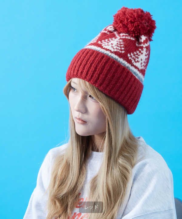 ボンボンニットキャップ