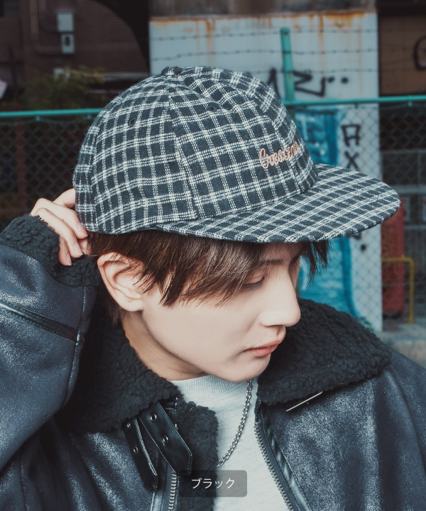 チェック柄キャップ