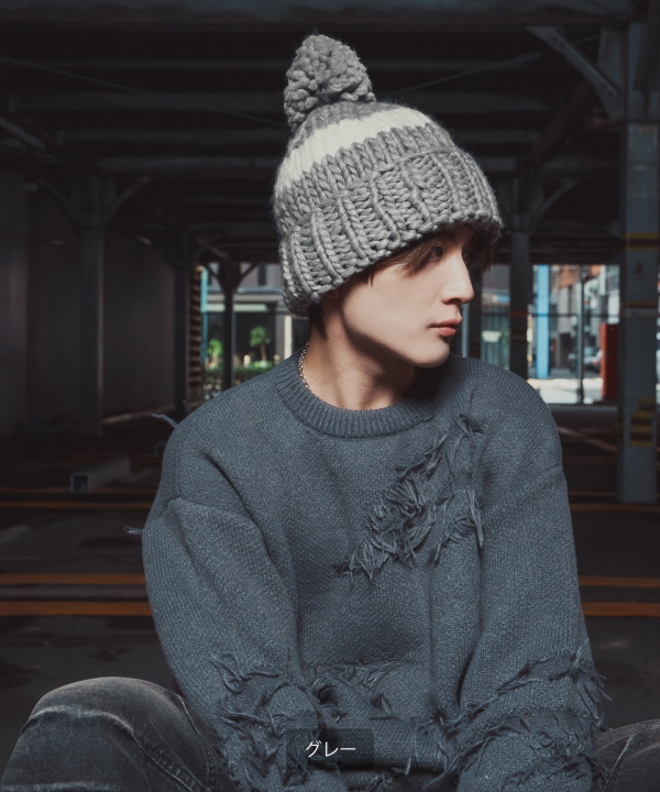 ボンボンニットキャップ