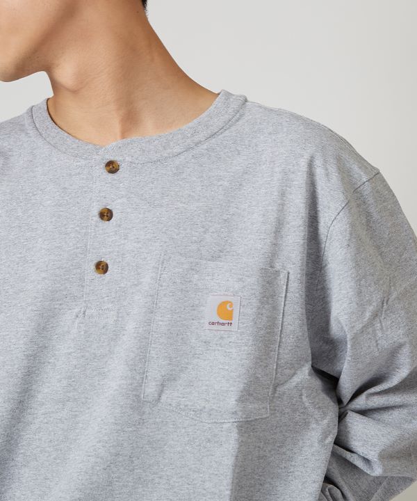 CARHARTT】長袖ヘンリーネックポケットTシャツ