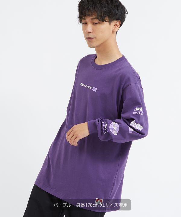 BEN DAVIS】長袖アームプリントTシャツ