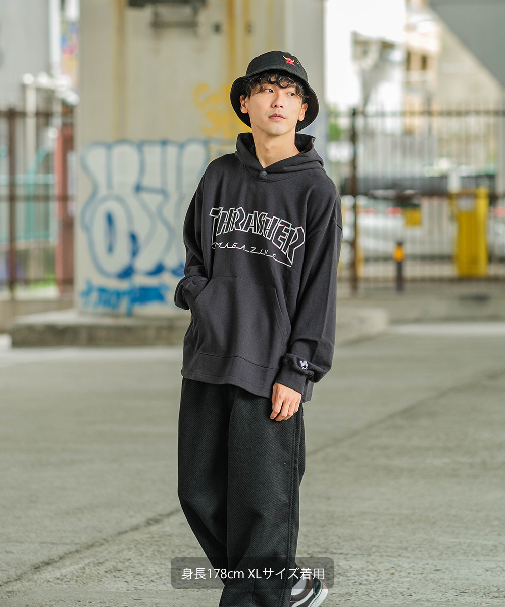 STARTER×THRASHER】ロゴプリントスウェットプルパーカー