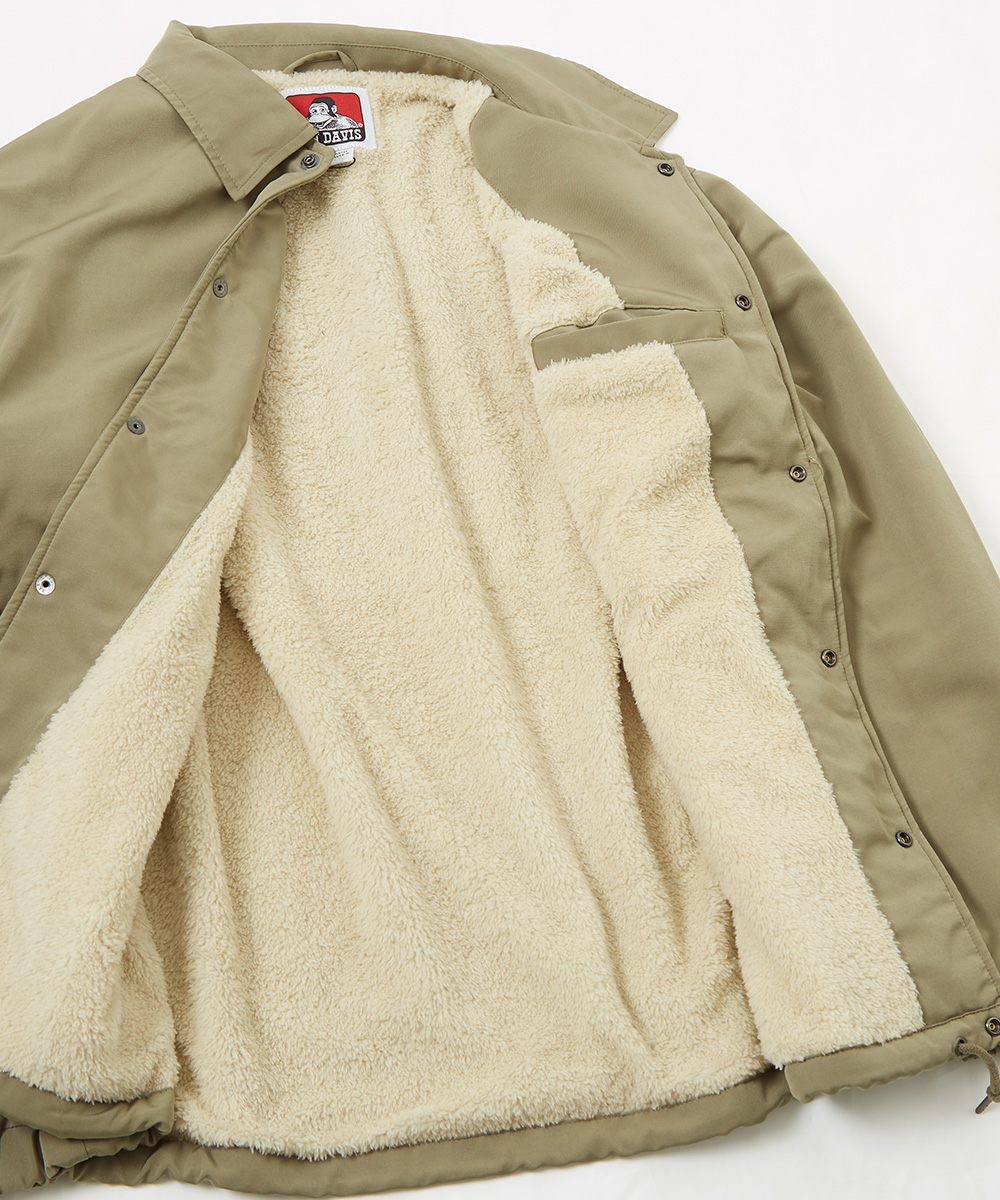 美品 BEN DAVIS 裏シャギーボアフリース コーチジャケット ベージュ L BEN DAVIS】裏シャギーボアフリースコーチジャケット