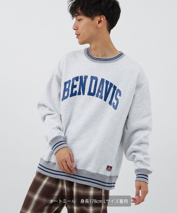 BEN DAVIS】裏起毛カレッジロゴプリントスウェットトレーナー