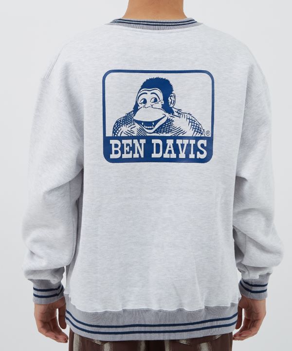 BEN DAVIS】裏起毛カレッジロゴプリントスウェットトレーナー