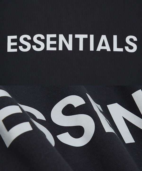 Fog Essentials ブラック 黒パーカー人気ロゴ 反射フォント裏起毛