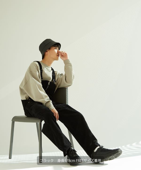 コーデュロイフロントZIPオーバーオール