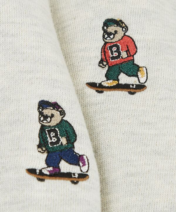 ワンポイントクマ刺繍裏起毛トレーナー