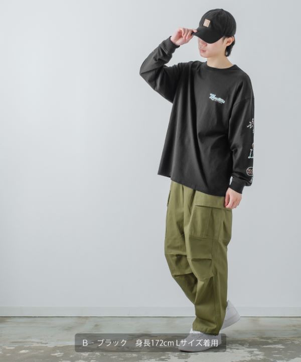 袖プリントTシャツ