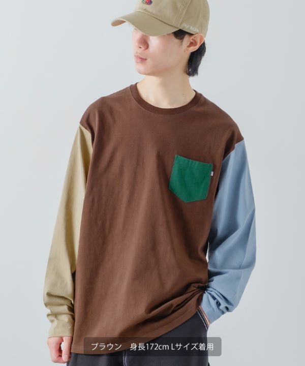 ポケ付き無地USコットンロンT