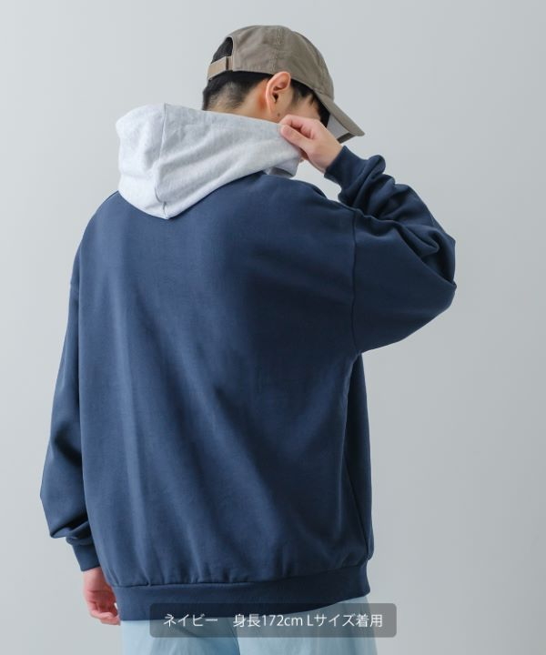 裏毛フェイクフードスウェット