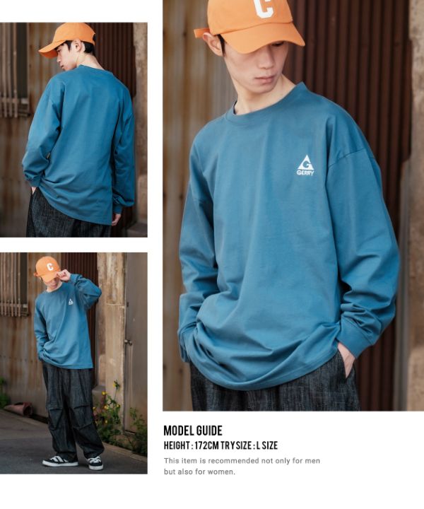 GERRY】長袖ワンポイントロゴ刺繍Tシャツ
