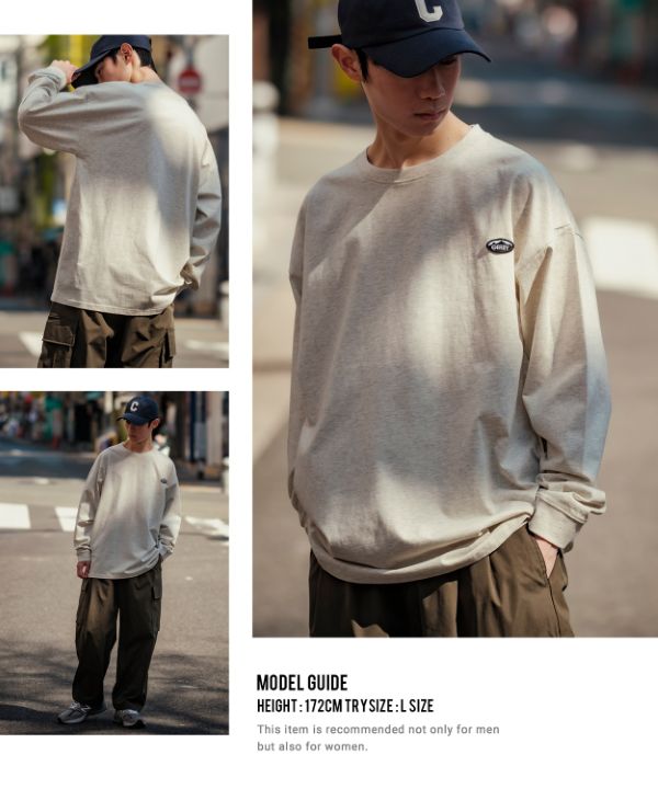GERRY】長袖ワンポイントワッペンTシャツ