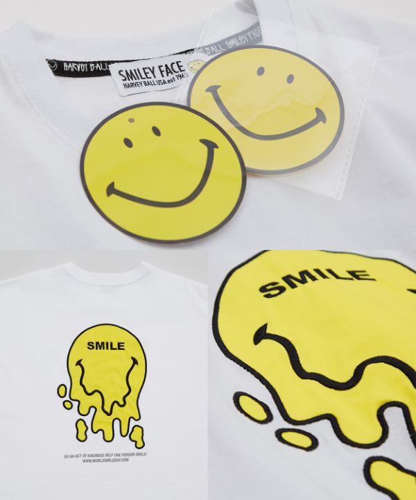 Smiliey Face】ツイルワッペン半袖Tシャツ