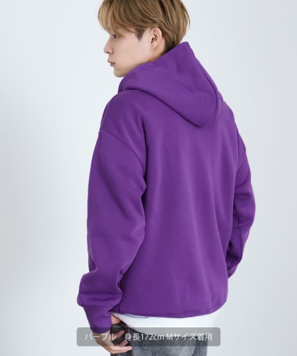 綿タッチ裏起毛無地ハーフジップパーカー