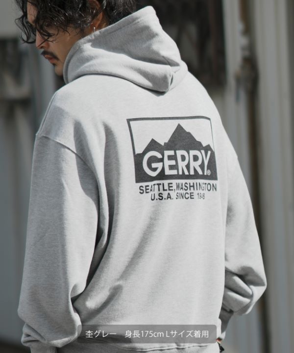 【700FILL】パーカー Jerry Logo  アッシュグレイ L size GERRY】別注ボックスロゴ裏毛プルパーカー