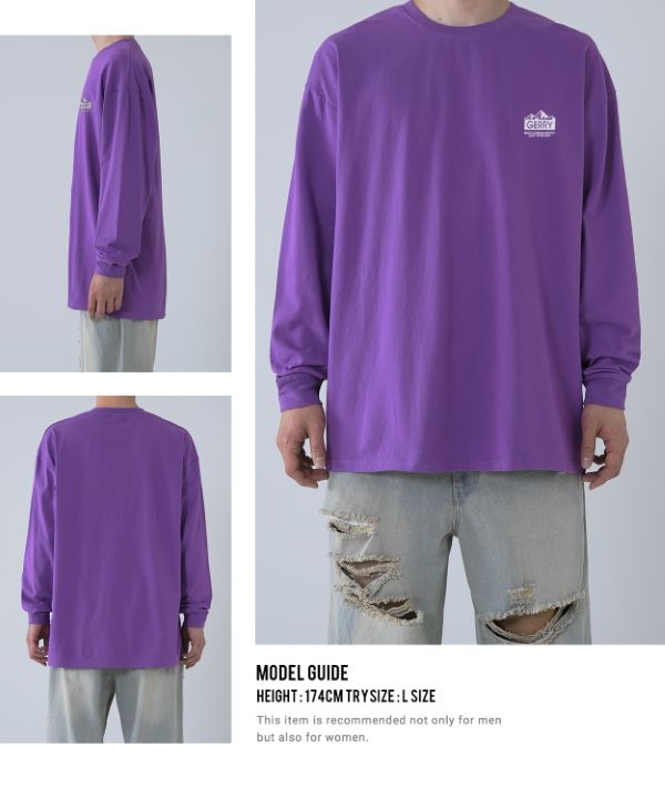 未使用紫の長袖トップス 立体あっぷりけ刺繍 GERRY】別注MT刺繍長袖Tシャツ