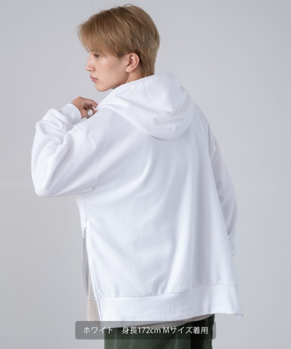 pium ダブルラインビジュープリントジップスウェット ホワイト パーカー ダブルラインビジュープリントジップスウェット – pium