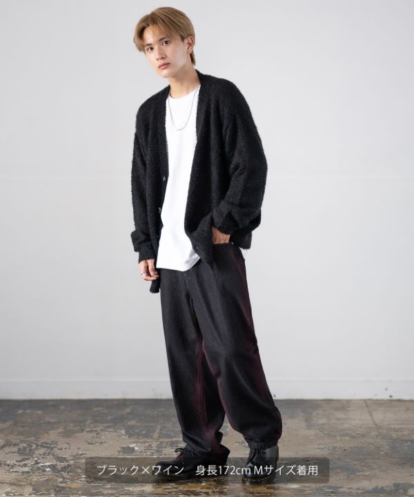 スプレー加工デニムバギーパンツ