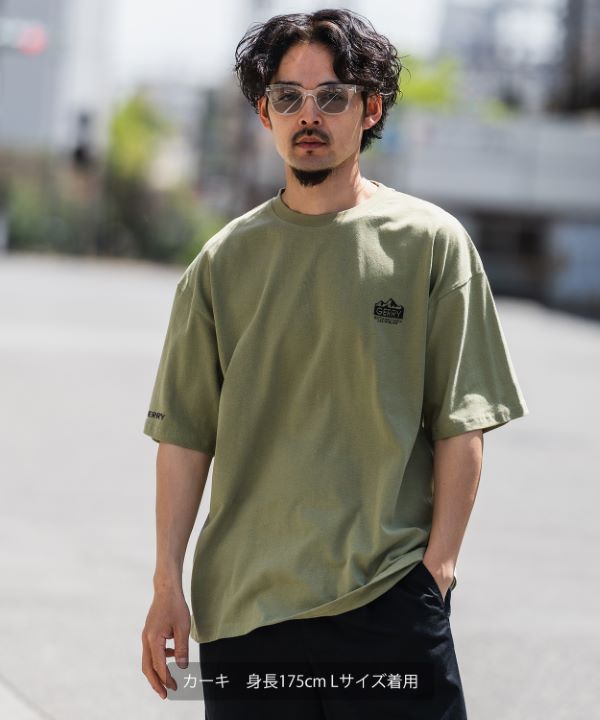 SHIPS 古着 Tシャツ カーキ 半袖 ストリート HIPHOP アウトドア GERRY】別注MT刺繍半袖Tシャツ