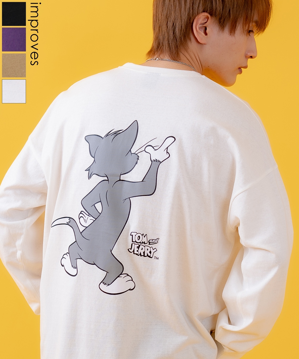 TOMandJERRY】TOMバックプリント長袖Tシャツ