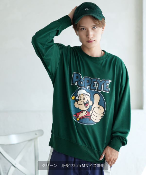 POPEYE】ミニ裏毛長袖スウェットTシャツ