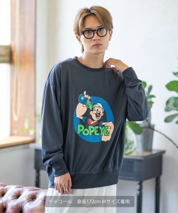 POPEYE】ミニ裏毛長袖スウェットTシャツ