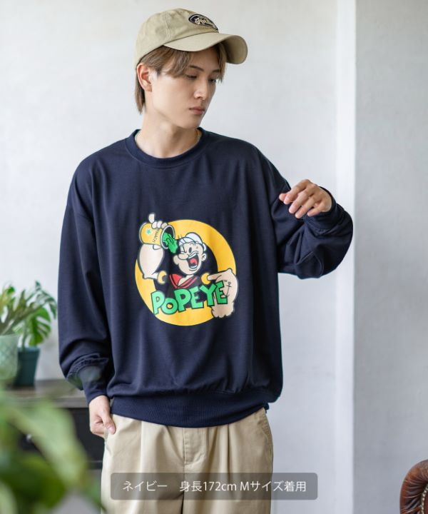 POPEYE】ミニ裏毛長袖スウェットTシャツ