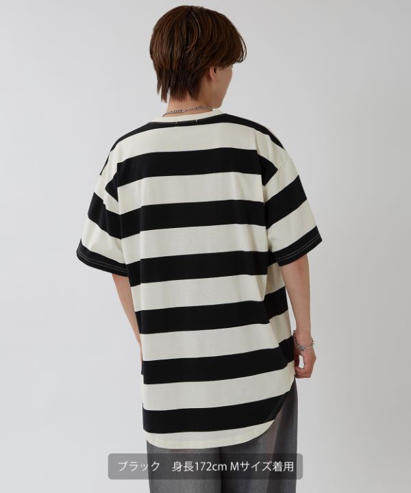 ワイドボーダーオーバーサイズTシャツ