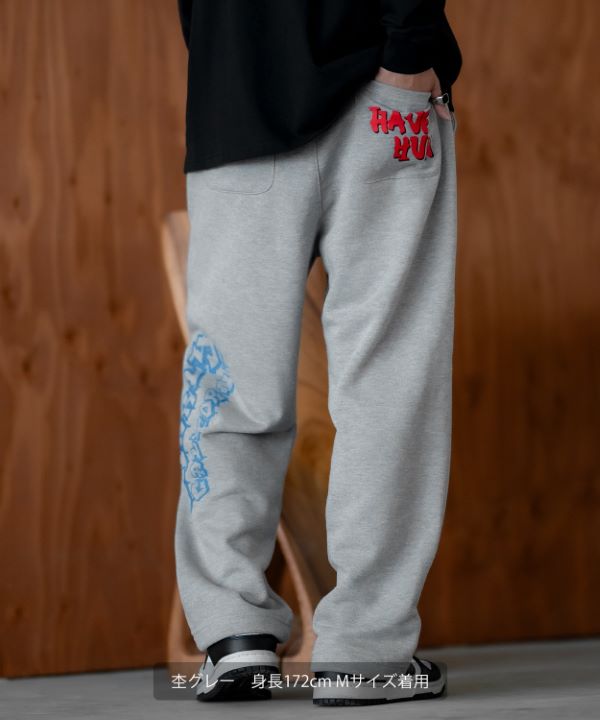 PALACE ワッペン　グレー スウェット パパスPapas ロゴプリントポケットワッペンスウェットパンツ