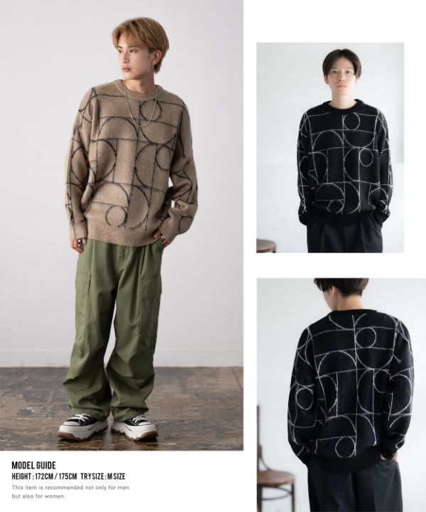 モヘアタッチクルーニットセーター