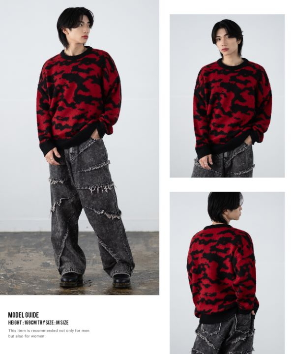 モヘアタッチクルーニットセーター