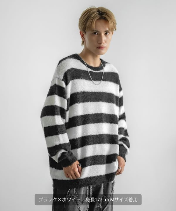 フェザーヤーンクルーニットセーター