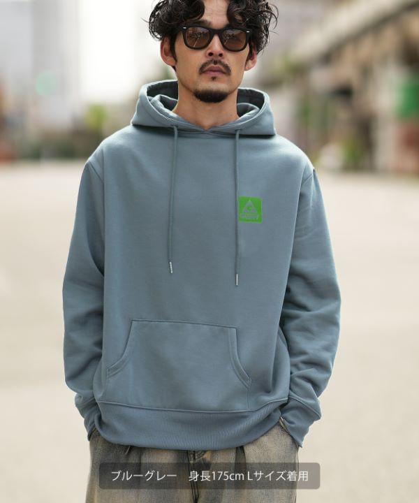 GERRY】別注ネオン転写MTスクエアロゴ裏起毛プルパーカー