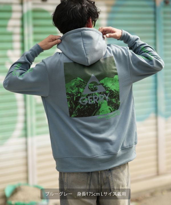 GERRY】別注ネオン転写MTスクエアロゴ裏起毛プルパーカー