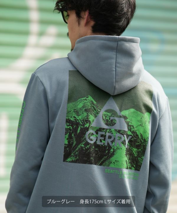 GERRY】別注ネオン転写MTスクエアロゴ裏起毛プルパーカー