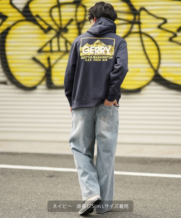 GERRY】別注ネオン転写MTボックスロゴ裏起毛プルパーカー