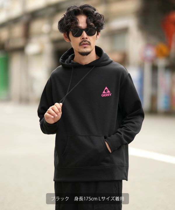 GERRY】別注ネオン転写MTボックスロゴ裏起毛プルパーカー