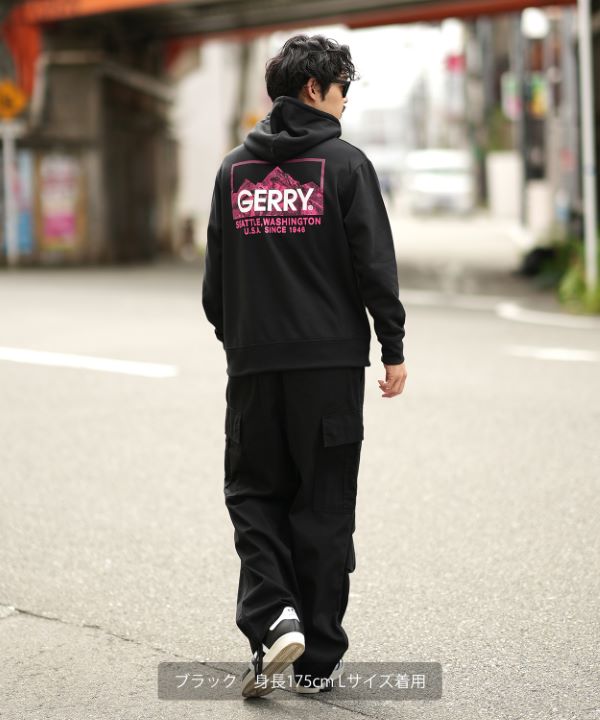 GERRY】別注ネオン転写MTボックスロゴ裏起毛プルパーカー