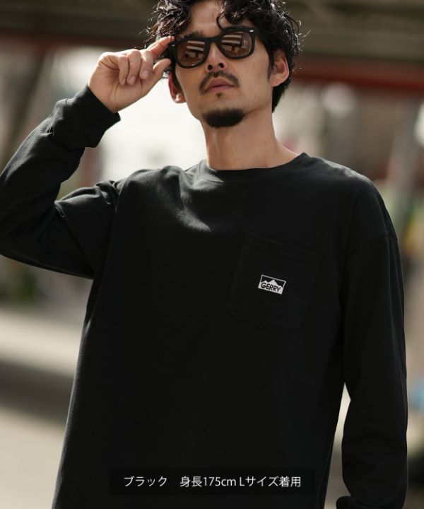 GERRY】別注刺しゅうボックスロゴ長袖ポケットTシャツ