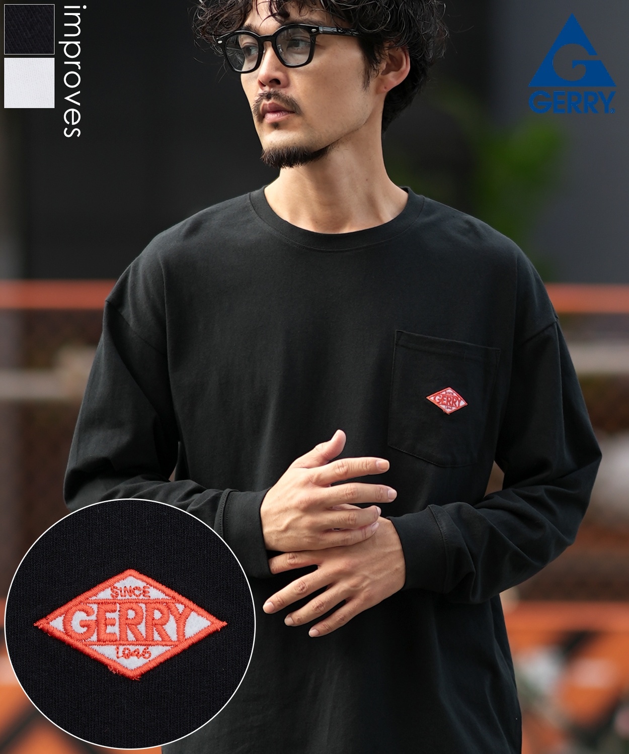 GERRY】別注ダイヤワッペン長袖ポケットTシャツ