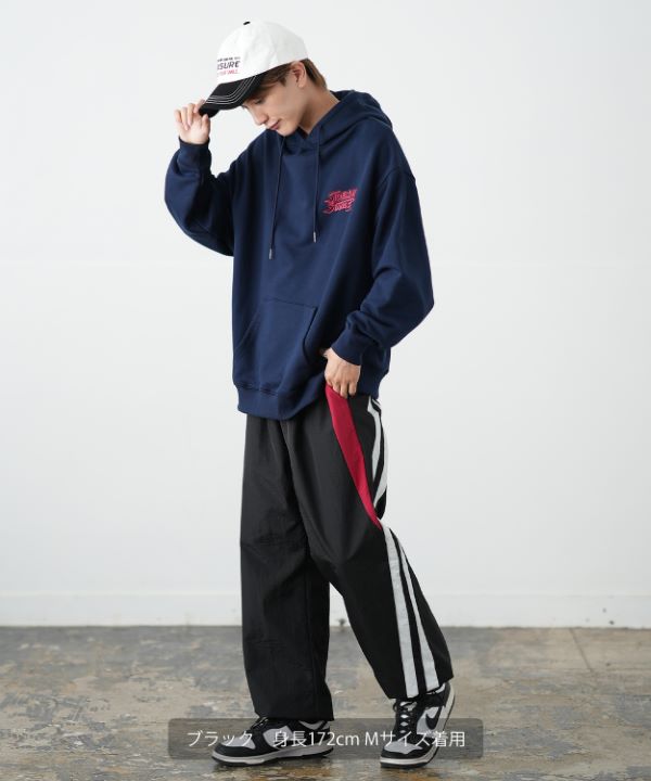 値下げ・BADBLOOD・サイドライン・ナイロンパンツ試着のみ サイドラインナイロンパンツ