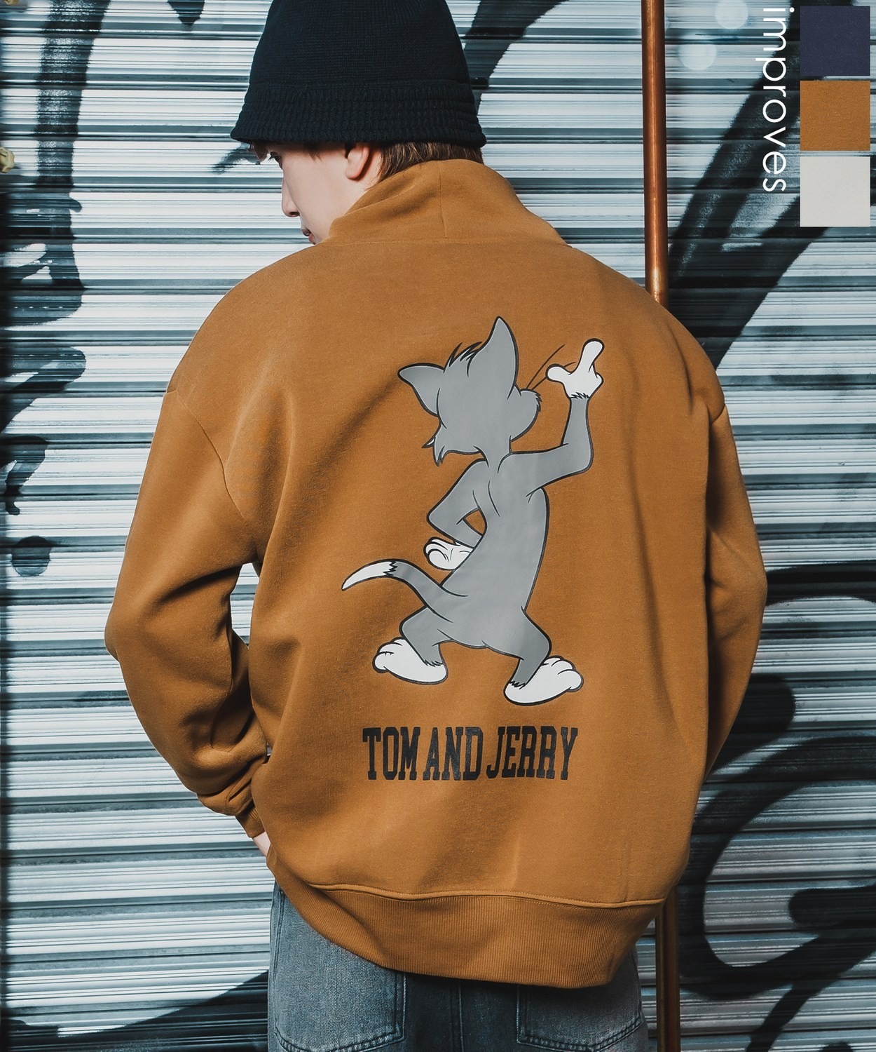 裏起毛 綿タッチ ピリング防止加工 T-100 TOM&JERRY バックプリント