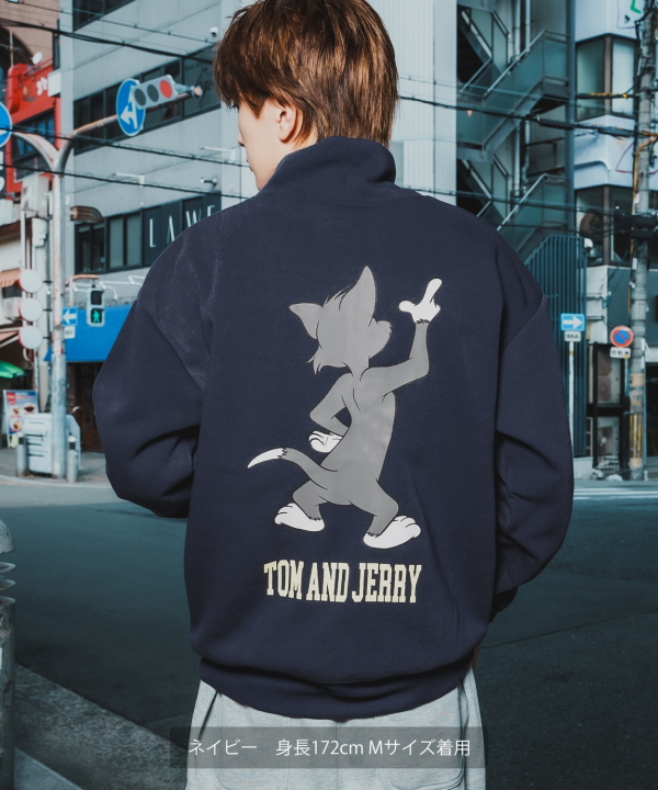 裏起毛 綿タッチ ピリング防止加工 T-100 TOM&JERRY バックプリント